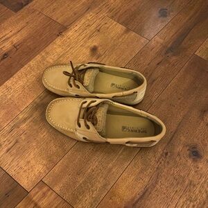 Sperry Top-Sider Boys Boat Shoes Tan Leather Kid's Loafers Size 4M